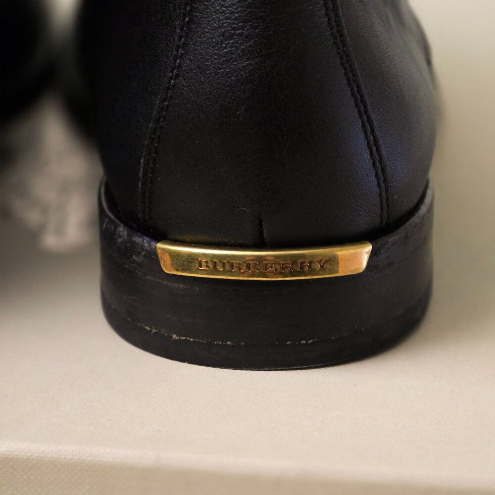 Burberry Black Leather Ankle Boots with Gold Buckles - Picture 2 of 4